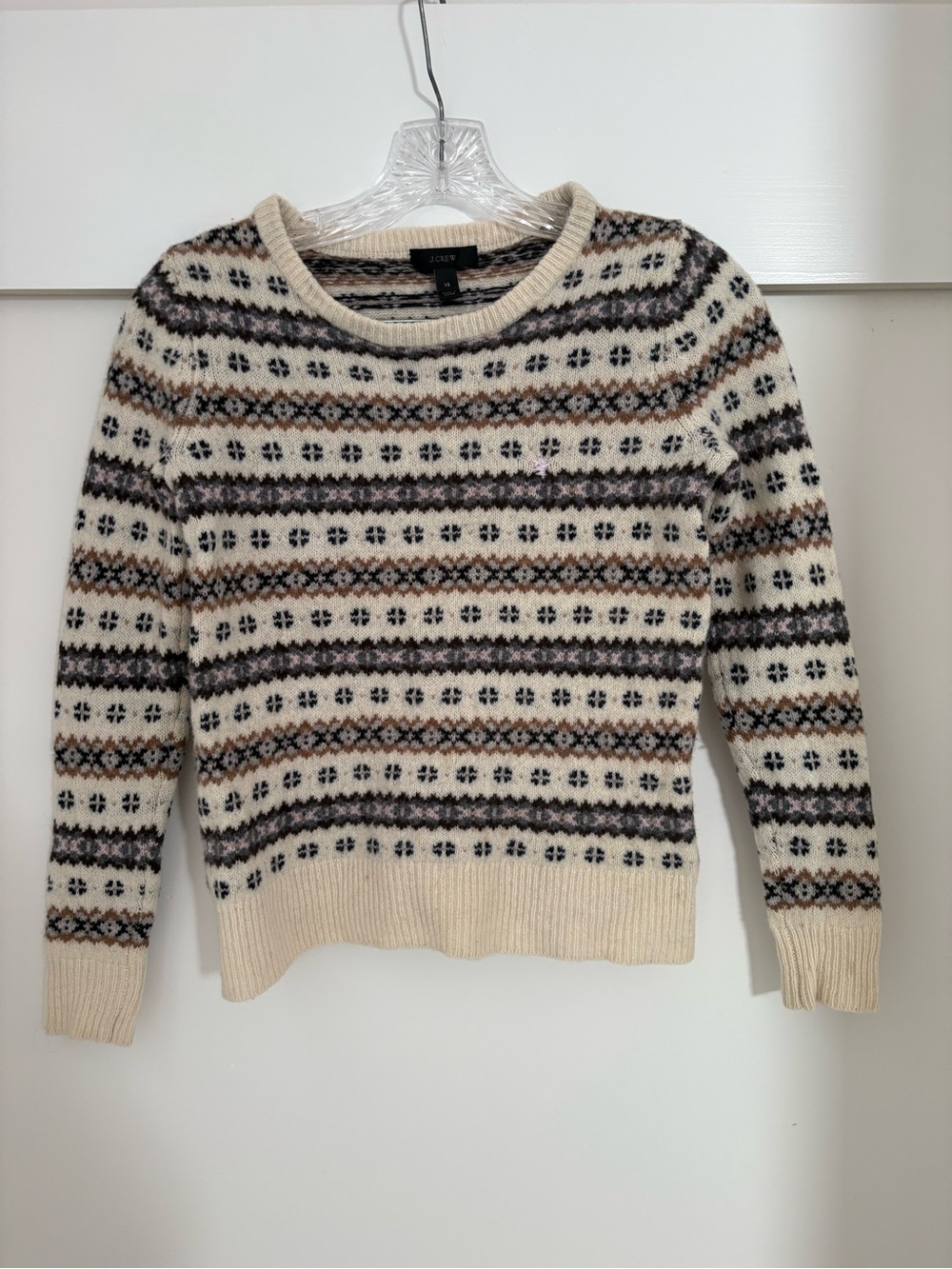 J. Crew Cream Fair Isle Crewneck Sweater